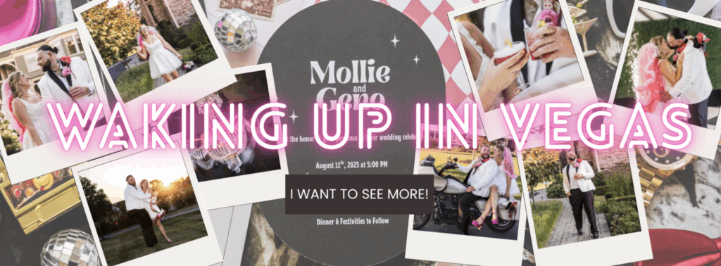 GOOD OMEN PHOTO CO IS A WEDDING PHOTOGRAPHER IN PENNSYLVANIA
THIS IS AN IMAGE THAT SAYS "WAKING UP IN VEGAS" AND HAS POLAROIDS WITH OTHER PHOTOS FROM A STYLED WEDDING SHOOT AT THE WILLOWS AT ASHCOMBE.